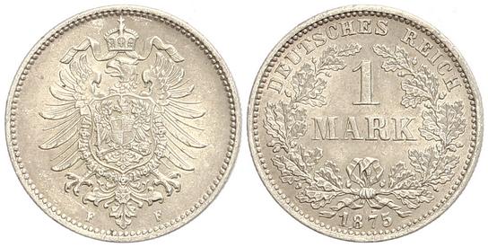 Foto Kleinmünzen 1 Mark 1875 F