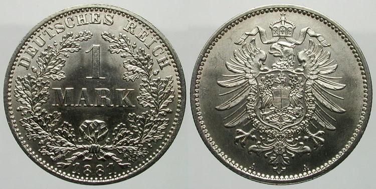 Foto Kleinmünzen 1 Mark 1881 A