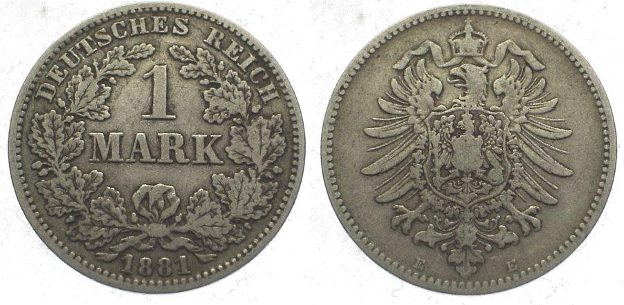 Foto Kleinmünzen 1 Mark 1881 E