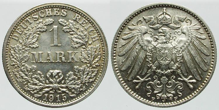 Foto Kleinmünzen 1 Mark 1915 F
