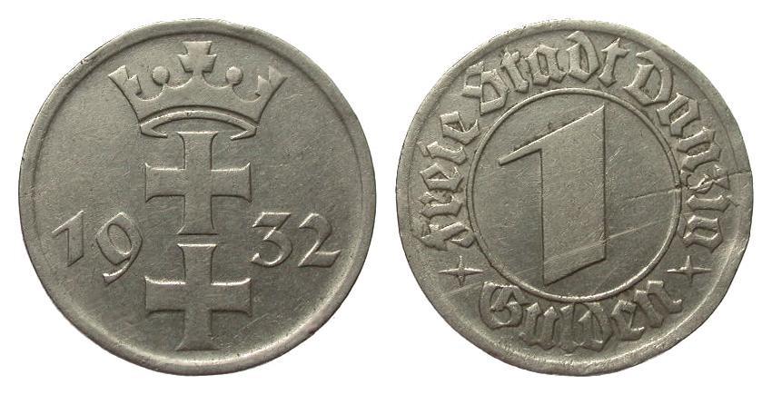 Foto Kolonien und Nebengebiete 1 Gulden Danzig 1932