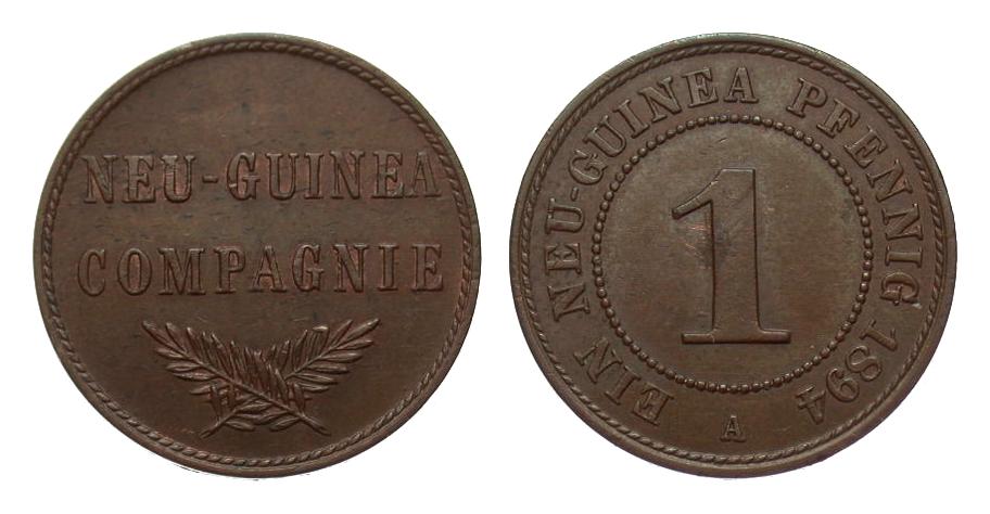 Foto Kolonien und Nebengebiete 1 Pfennig Neu-Guinea 1894 A