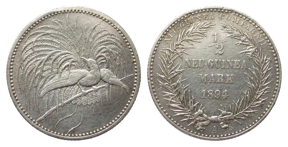 Foto Kolonien und Nebengebiete 1/2 Mark Neu-Guinea 1894 A