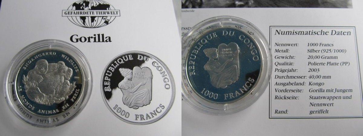 Foto Kongo Congo 1000 Francs 2003