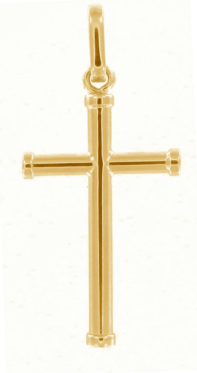 Foto Kreuzanhänger aus Gelbgold mit abgerundeten Ecken - 20 mm