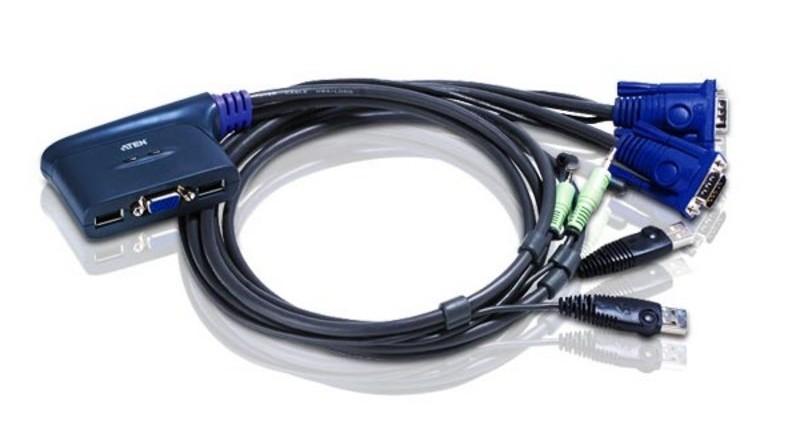 Foto Kvm switch aten 2 puertos vga usb audio 1.8m