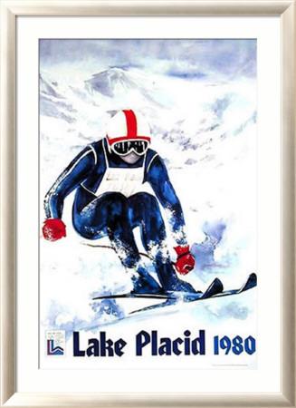 Foto Lámina enmarcada Lake Placid 1980 - Skier Text de John Gallucci, 107x77 in.