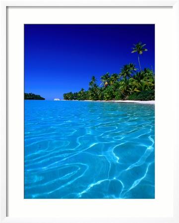 Foto Lámina fotográfica enmarcada Tropical Lagoon Waters, Aitutaki, Southern Group, Cook Islands de Peter Hendrie, 76x61 in.