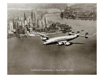 Foto Lámina giclée Constelación de Lockheed, Nueva York 1950 de Clyde Sunderland, 81x61 in.