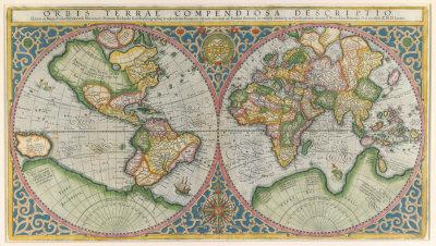 Foto Lámina giclée de primera calidad Orbis Terrae Compendiosa Descriptio, 1587 de Rumold Mercator, 66x117 in.