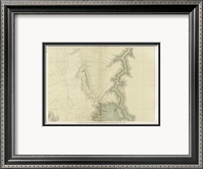 Foto Lámina giclée enmarcada Grand Canyon: Geologic Map of the Southern Kaibab Plateau (Part II, North-East), c.1882 de Clarence E. Dutton, 36x43 in.