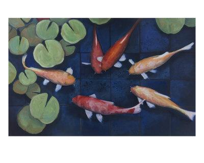 Foto Lámina giclée Koi Fish Pond With Lily Pads de Laura Lee Webb, 51x41 in.