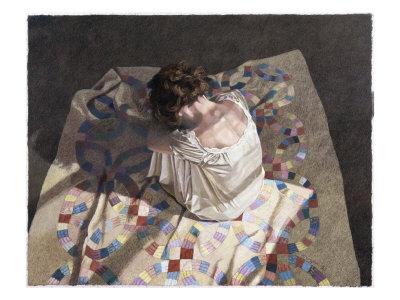 Foto Lámina giclée Woman Sitting on a Quilt de Helen J. Vaughn, 41x30 in.