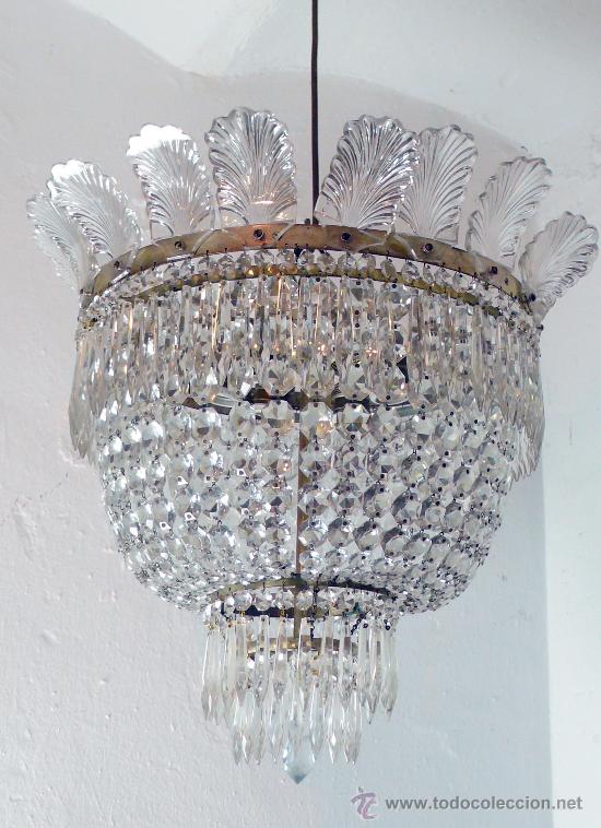 Foto lámpara en cristal y lágrimas, 1940s 50 cm de largo, ver fotos