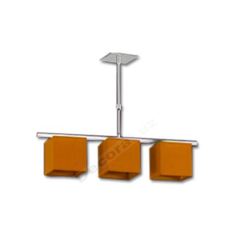 Foto Lámpara Tres Luces Cromo Pantallas Naranjas Forma Cubo
