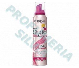 Foto línea styling studio mousse de seda y brillo hyper fuerte L'Oreal
