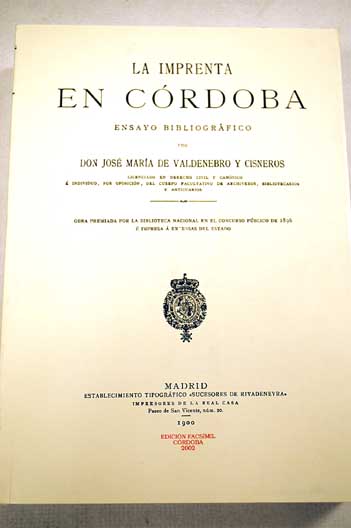 Foto La imprenta en Córdoba : ensayo bibliográfico