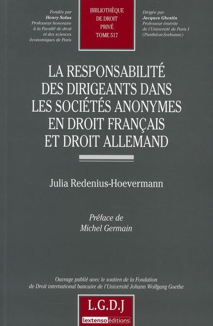 Foto La responsabilité des dirigeants dans les sociétés anonymes en droit français et droit allemand