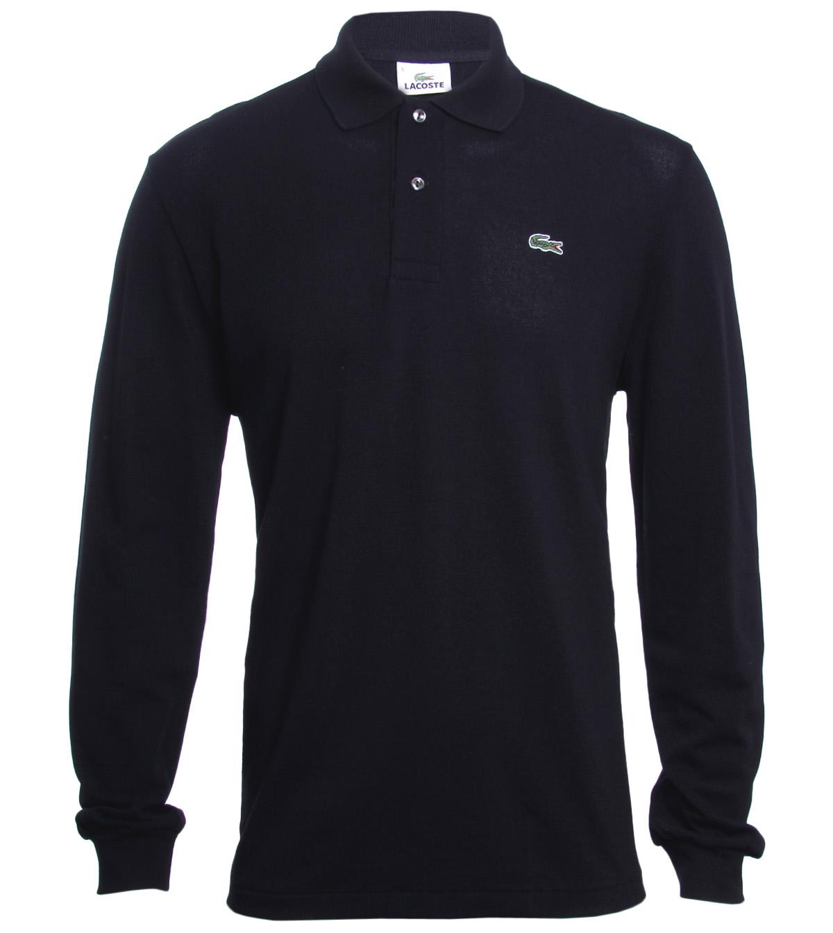 Foto Lacoste Black Cotton Long Sleeved Polo Shirt-XL
