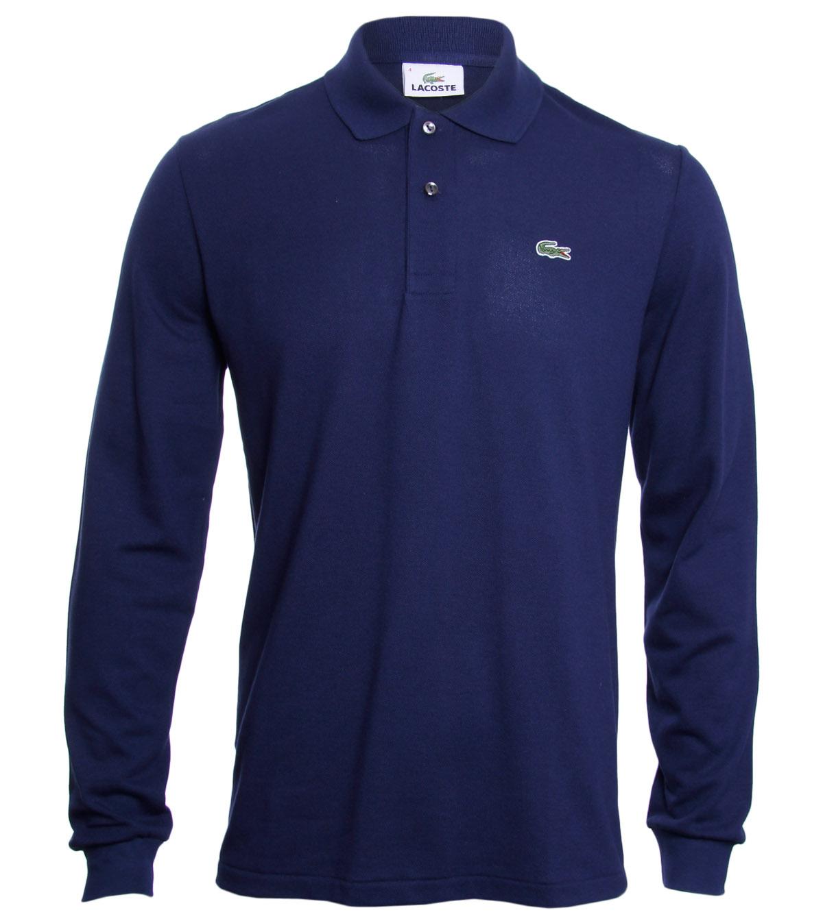 Foto Lacoste Navy Cotton Long Sleeved Polo Shirt-XL