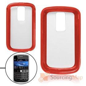 Foto lados rojos antideslumbrante claro caso de silicona para blackberry 9000
