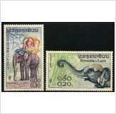Foto Laos 1958 Various elephants 20c, 30c Scott 42-3 SG 75-6 Mint Topical: Elephant