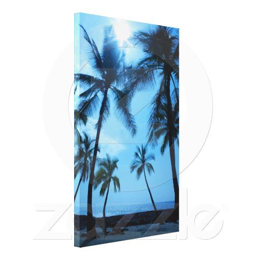 Foto Las palmas hawaianas azules envolvieron la lona Lona Estirada Galerías