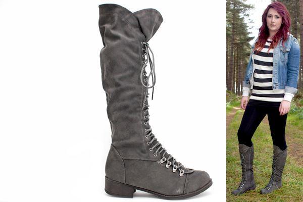 Foto LAURIE Knee High Lace Up Boots GREY Size: 3