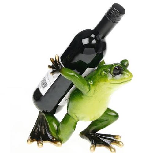 Foto Leap - Frog Shaped Decorative Wine Bottle Holder - Green