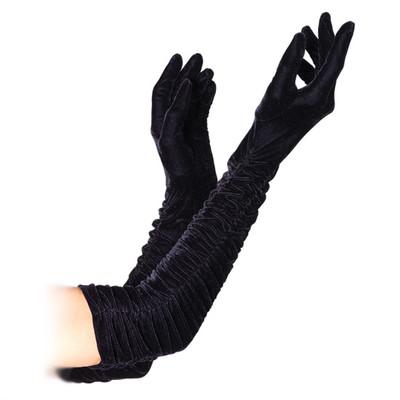 Foto leg avenue guantes extra largos drapeados aterciopelados negros