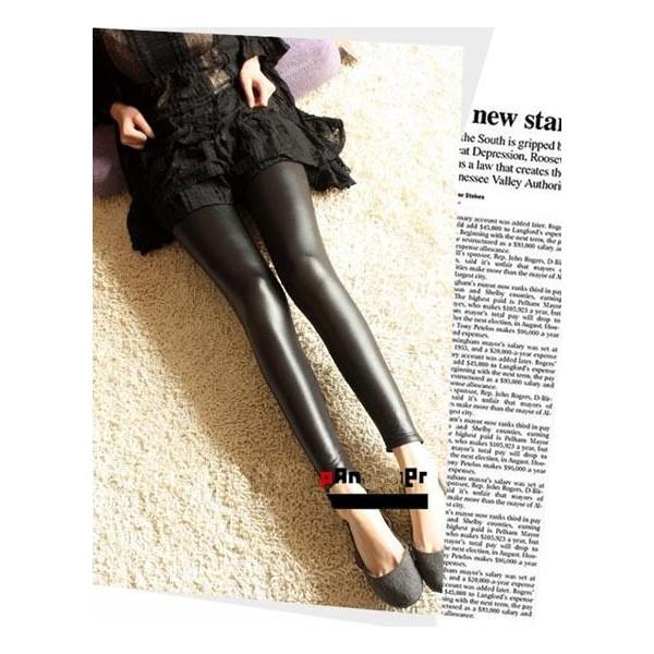 Foto Legging de piel negro liso