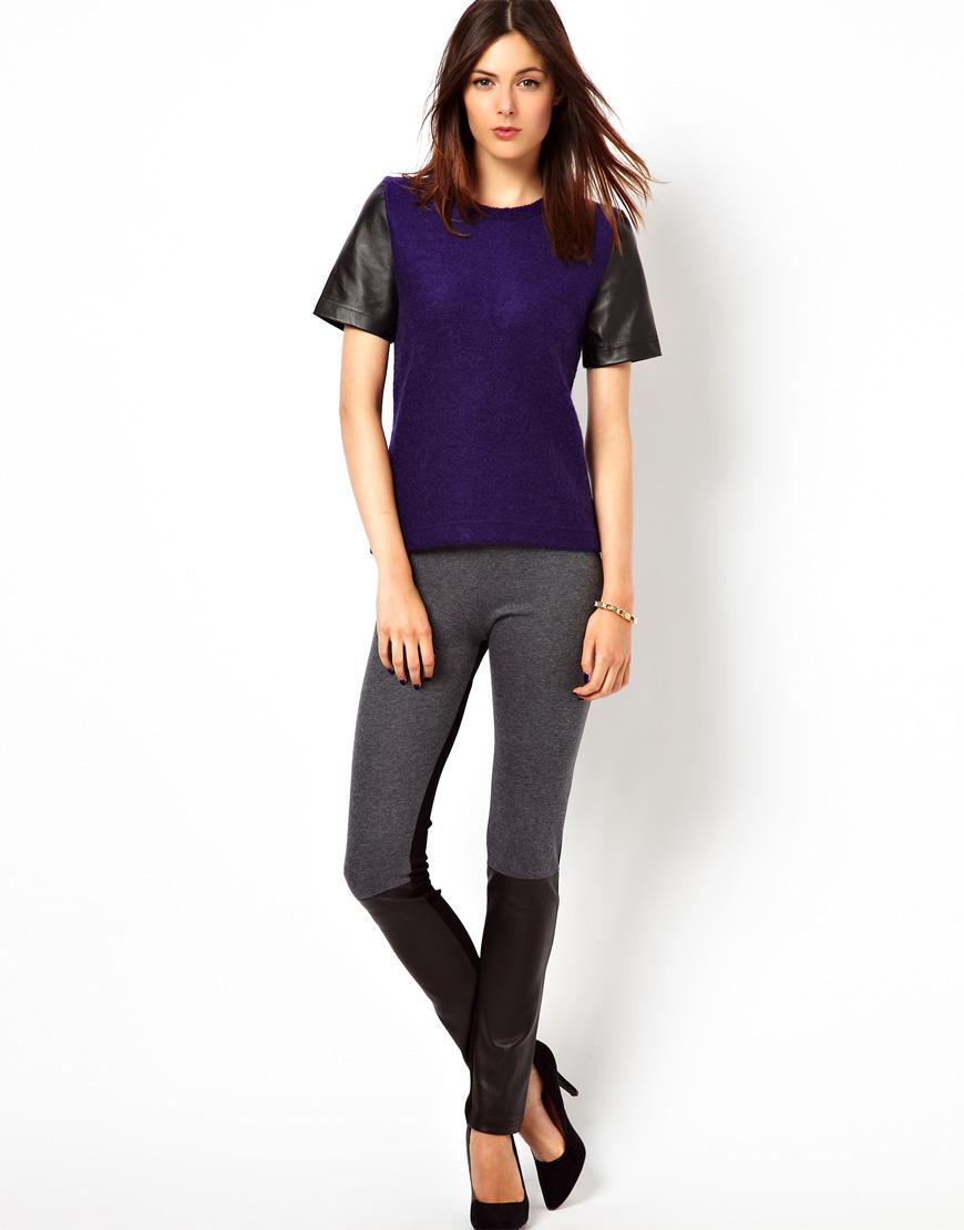 Foto Leggings de cuero en contraste de Markus Lupfer Negro/gris