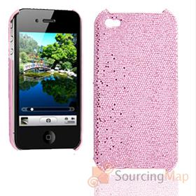 Foto lentejuelas rosa brillante caja de plástico duro para el iPhone 4 4g
