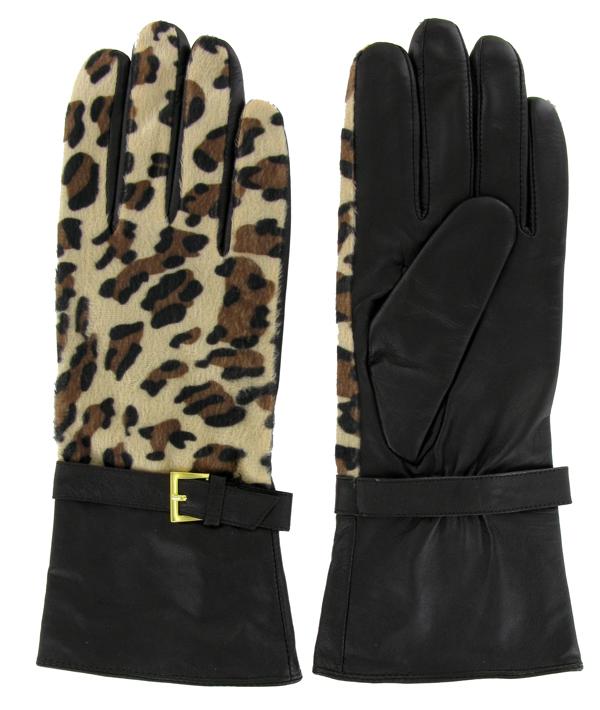 Foto Leopard-print leather gloves