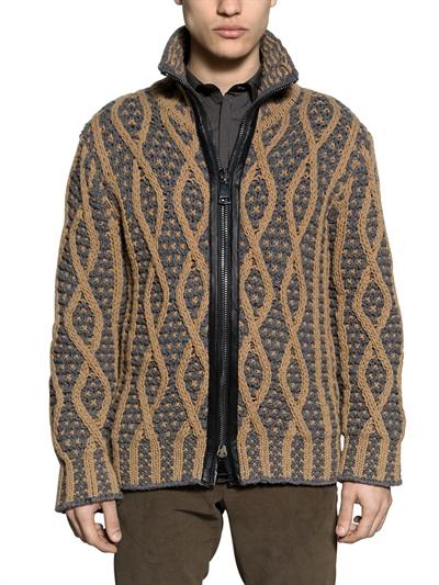 Foto les hommes zip up two tone knitted wool cardigan