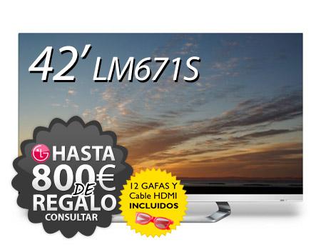 Foto LG 42LM671s 42' Cinema 3D, 400Hz (12 gafas) + Regalo Barra Sonido...