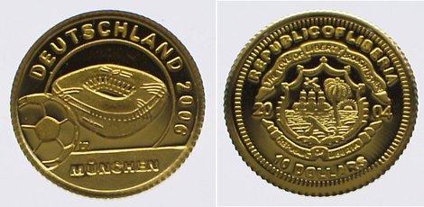 Foto Liberia 10 Dollars Gold 2004