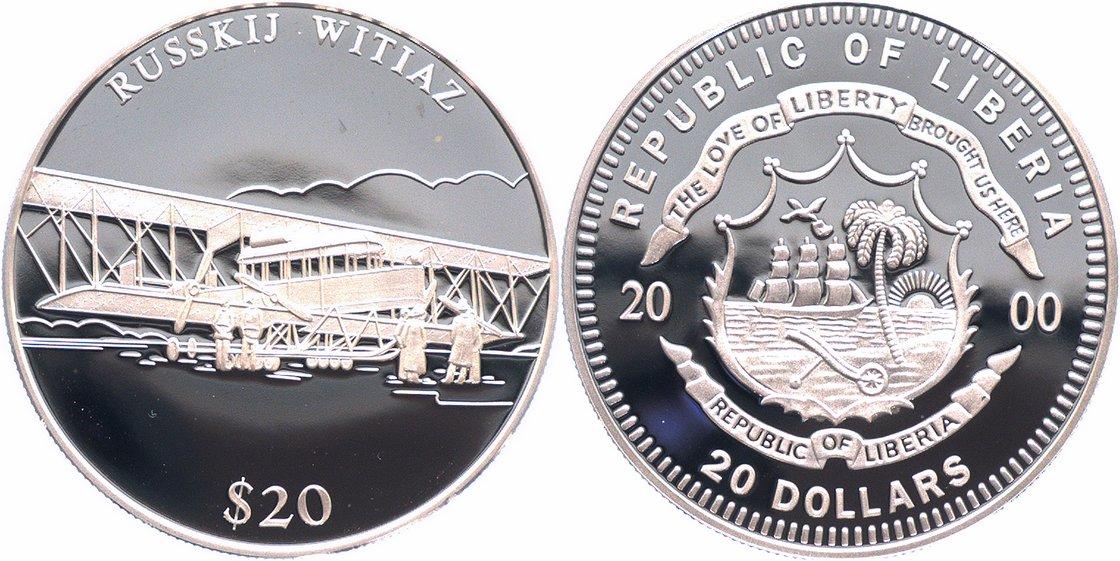 Foto Liberia 20 $ Feinsilber 2000