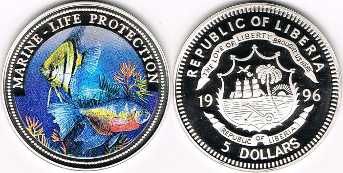 Foto Liberia 5 Dollar 1996