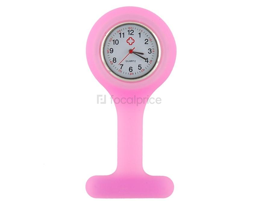 Foto Lindo silicona reloj de cuarzo Enfermera con Pin de la broche (rosa)