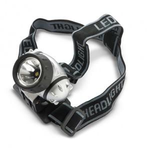 Foto Linterna de cabeza 1 LED ultrabrillo con cintas ajustables.