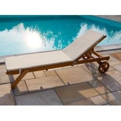 Foto LL10349 Tumbona/silla de playa para exteriores, en madera con rueda...