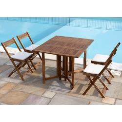 Foto LL10411 Kit Kit para exteriores en madera: mesa y 4 sillas plegable...