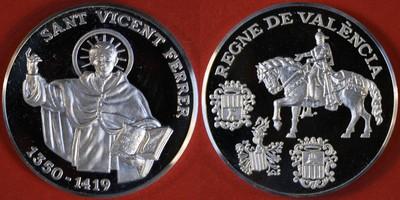 Foto Llamas    Medalla De Plata Pura (una Onza) San Vicente Ferrer