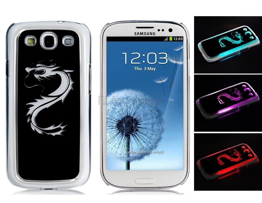 Foto Llame flash funda protectora Luz del patrón del dragón para Samsung Galaxy S3/i9300 (Negro)