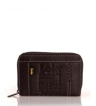 Foto Lois. Monedero de piel Squad chocolate -10x6,5cm-