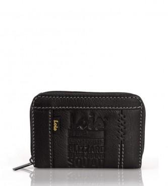 Foto Lois. Monedero de piel Squad negro -10x6,5cm-