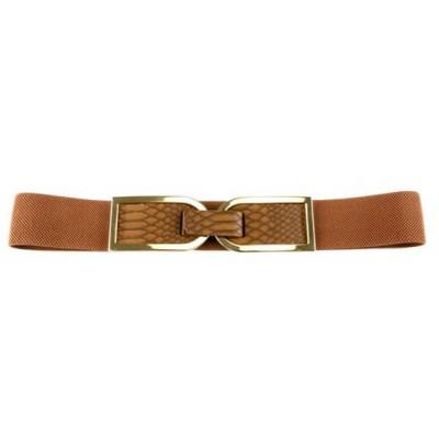 Foto Lola casademunt: cinturon ancho elastico marron hebillas dorada