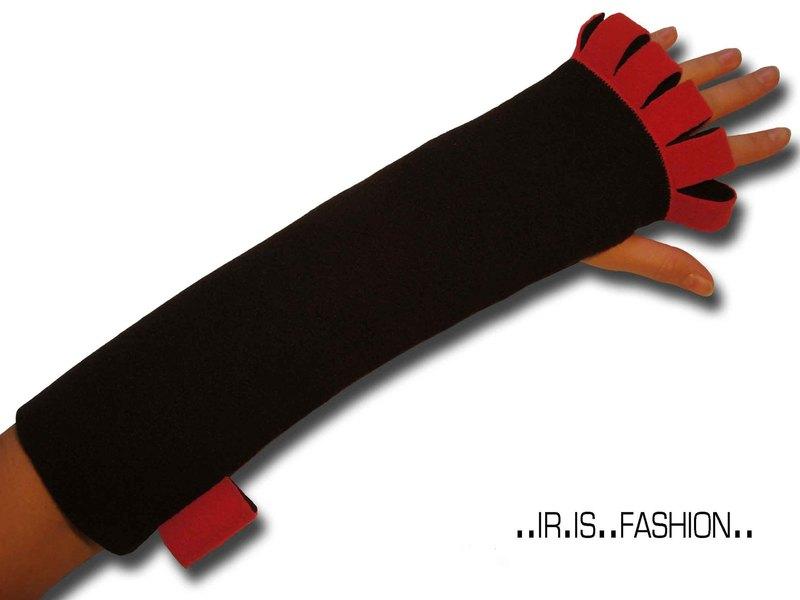 Foto Loop-arm warmers in black / red