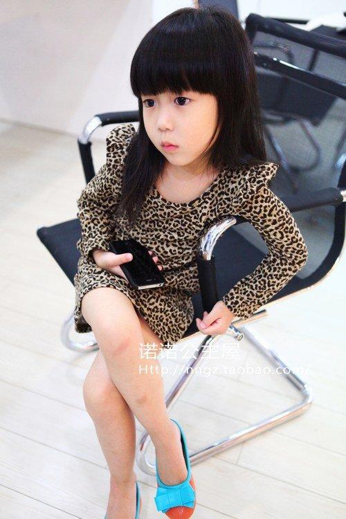 Foto los niños del bebé del vestido de la princesa de las muchachas 5pcs/lot visten la ropa del leopardo